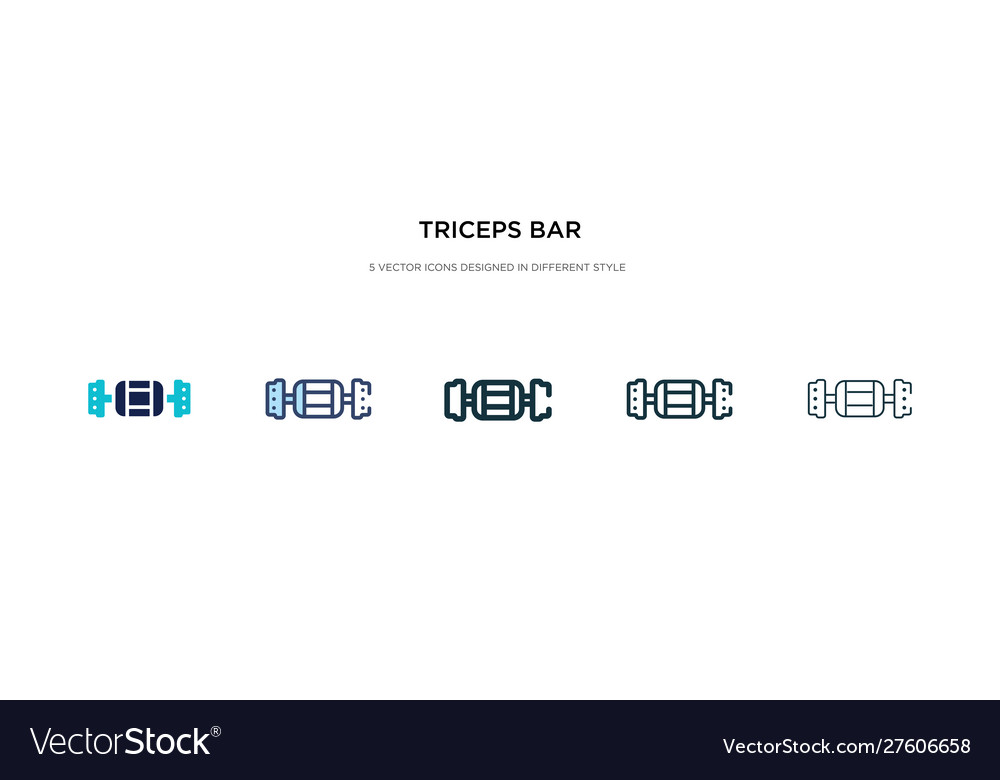 Triceps bar icon in different style two colored