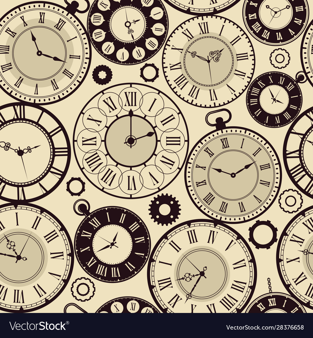 Download Vintage clock pattern old retro watches Royalty Free Vector