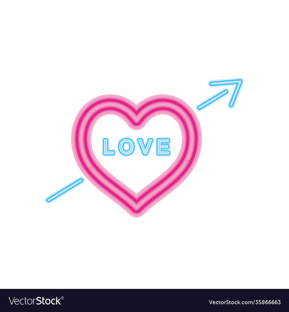 Arroed heart neon sign icon colorful design