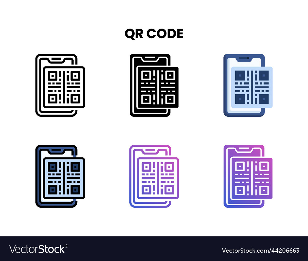 Barcode icon set with different styles vector image Barcode icon set with different styles