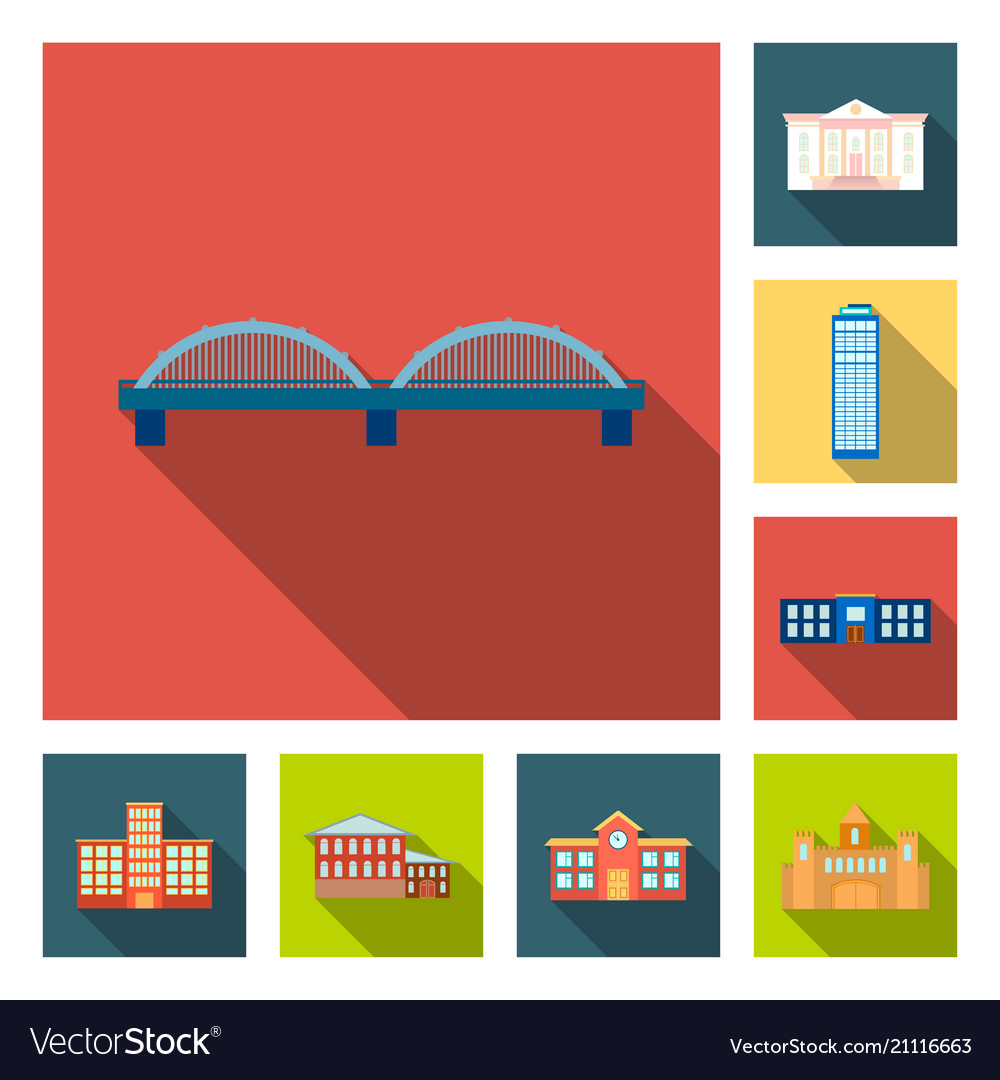 Building and architecture flat icons in set