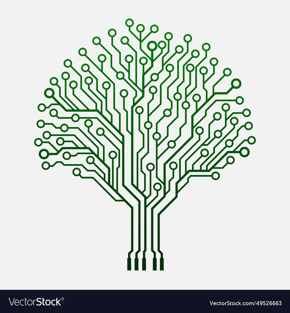Circuit tree data technology on white background vector image Circuit tree data technology on white background