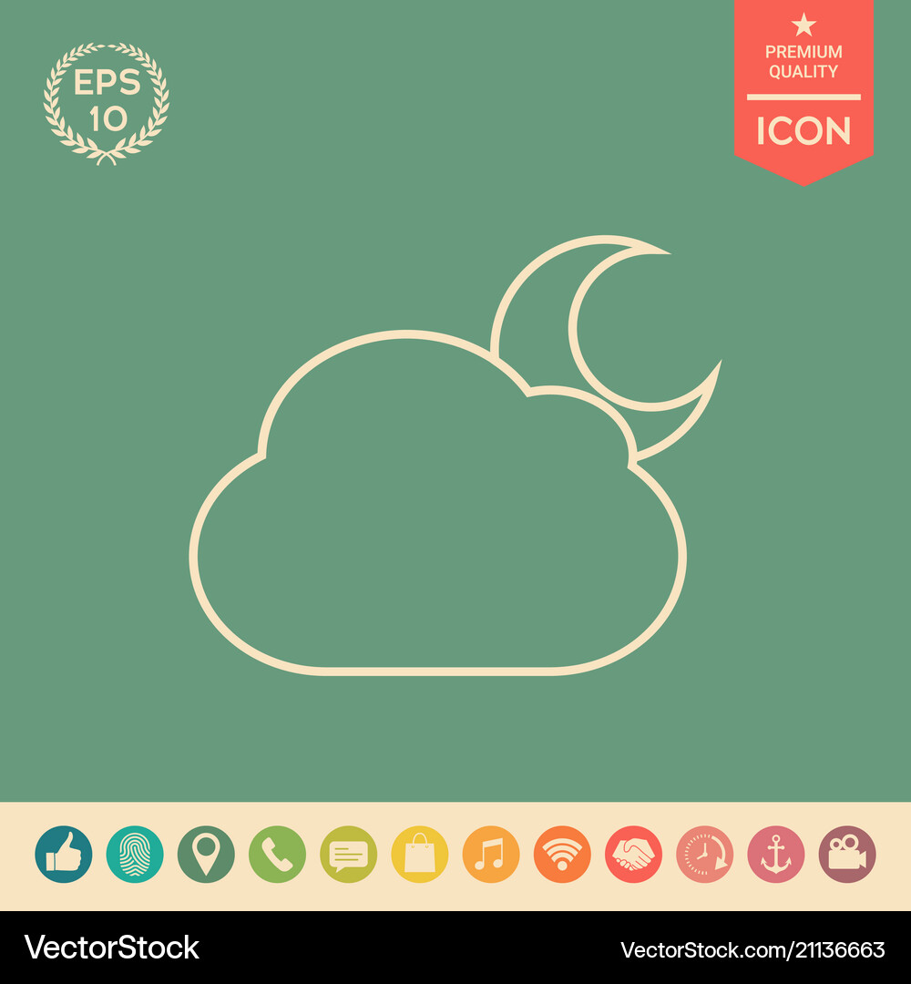 Cloud moon line icon Royalty Free Vector Image