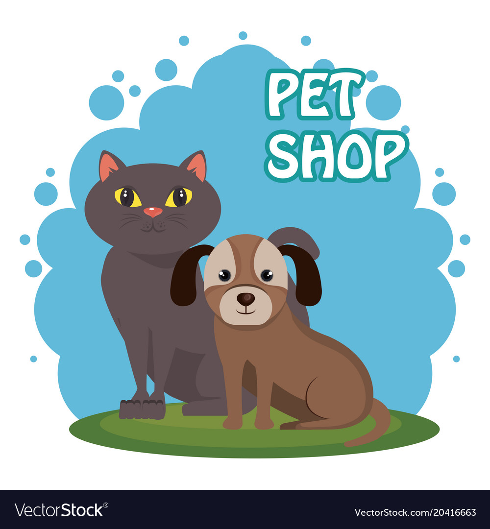 Cute mascots pet shop icons Royalty Free Vector Image