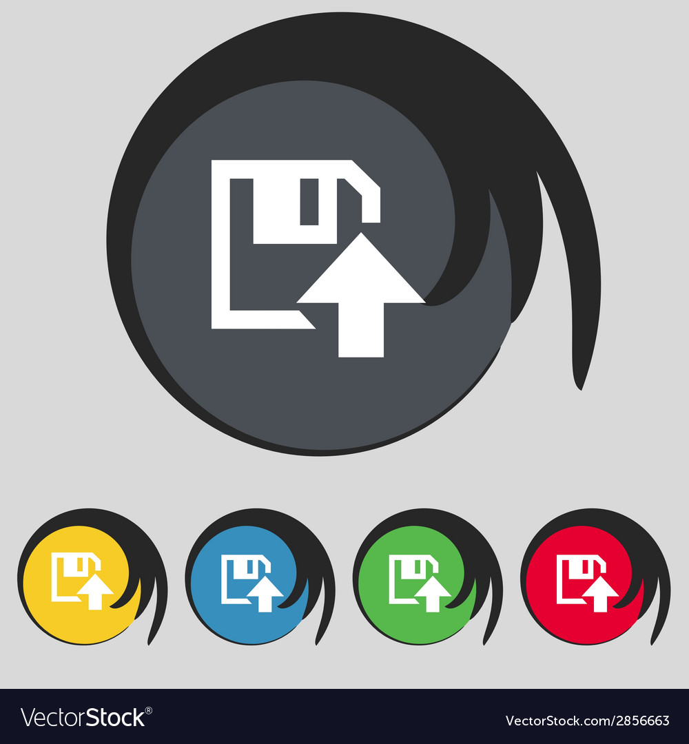 Floppy icon flat modern design set colour buttons
