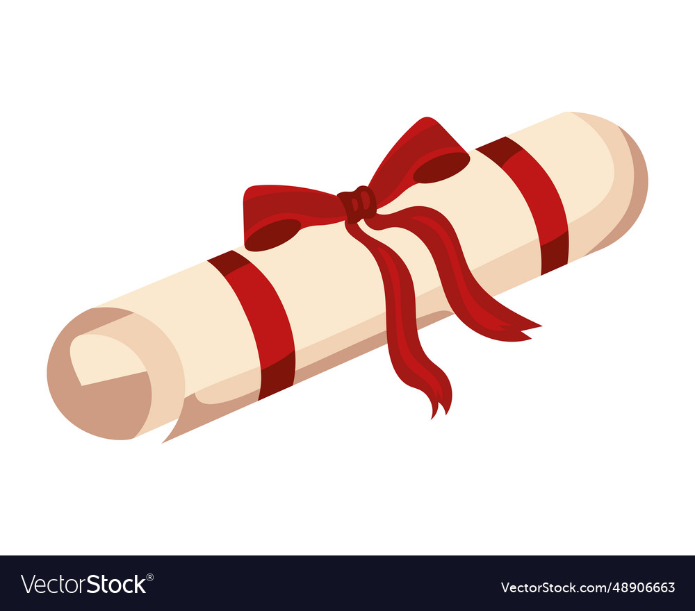 Graduation diploma roll education Royalty Free Vector Image