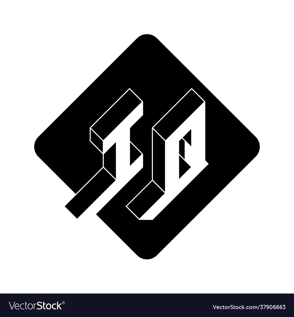 I and q - monogram or logotype isometric 3d font