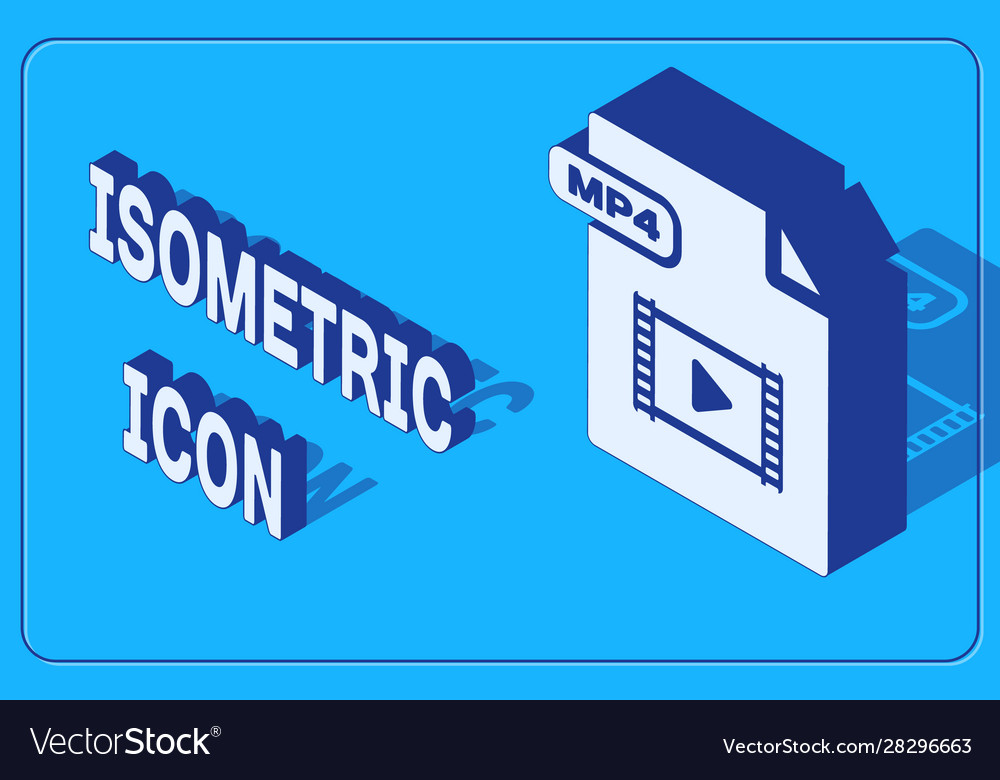 Isometric mp4 file document download button vector image Isometric mp4 file document download button