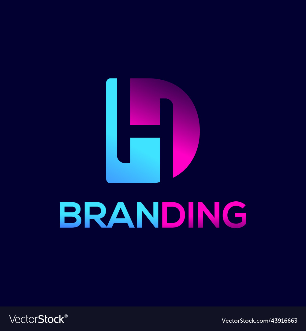 Letter h d dh hd logohightech design Royalty Free Vector