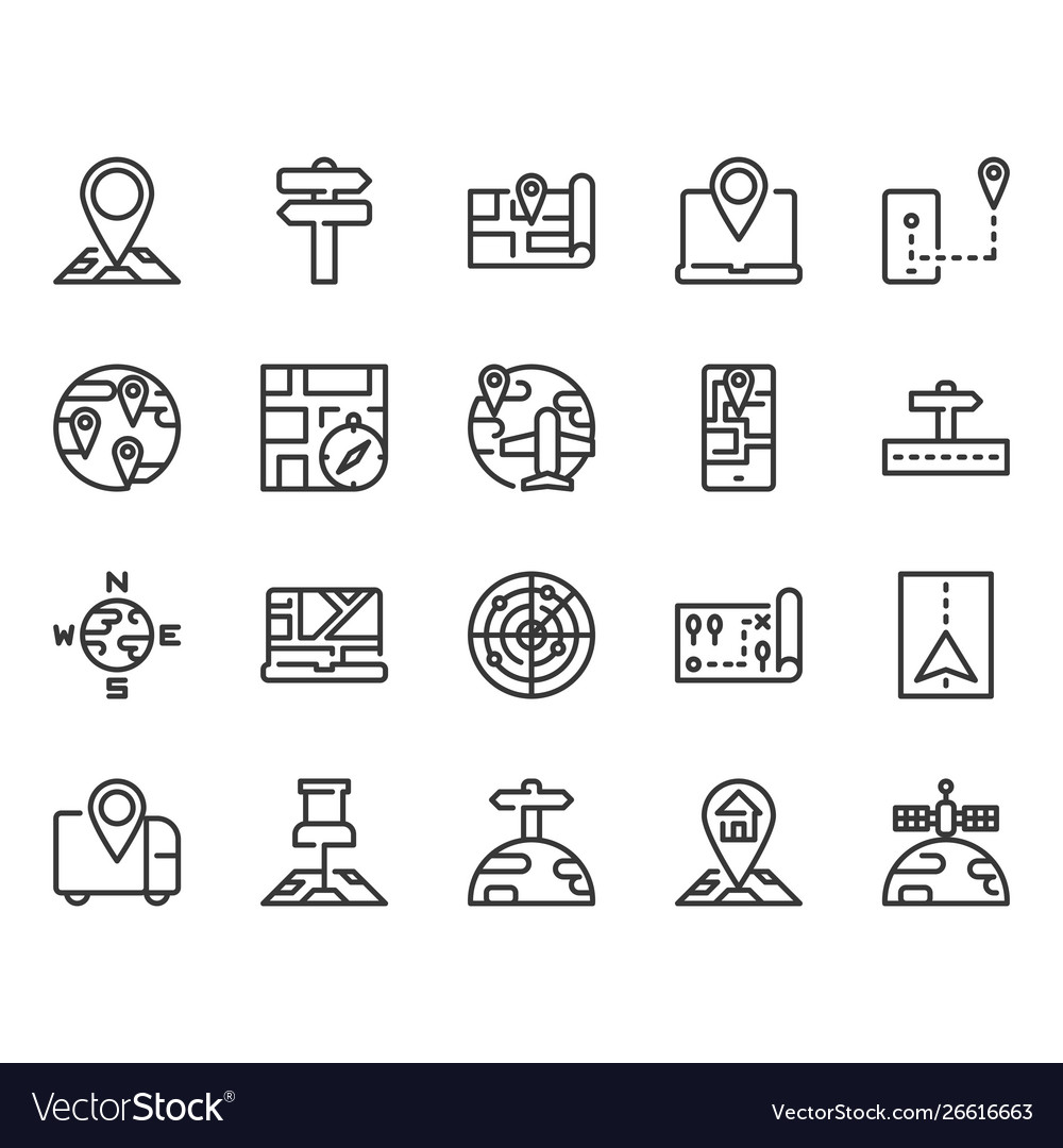 Map and navigation icon set vector image Map and navigation icon set