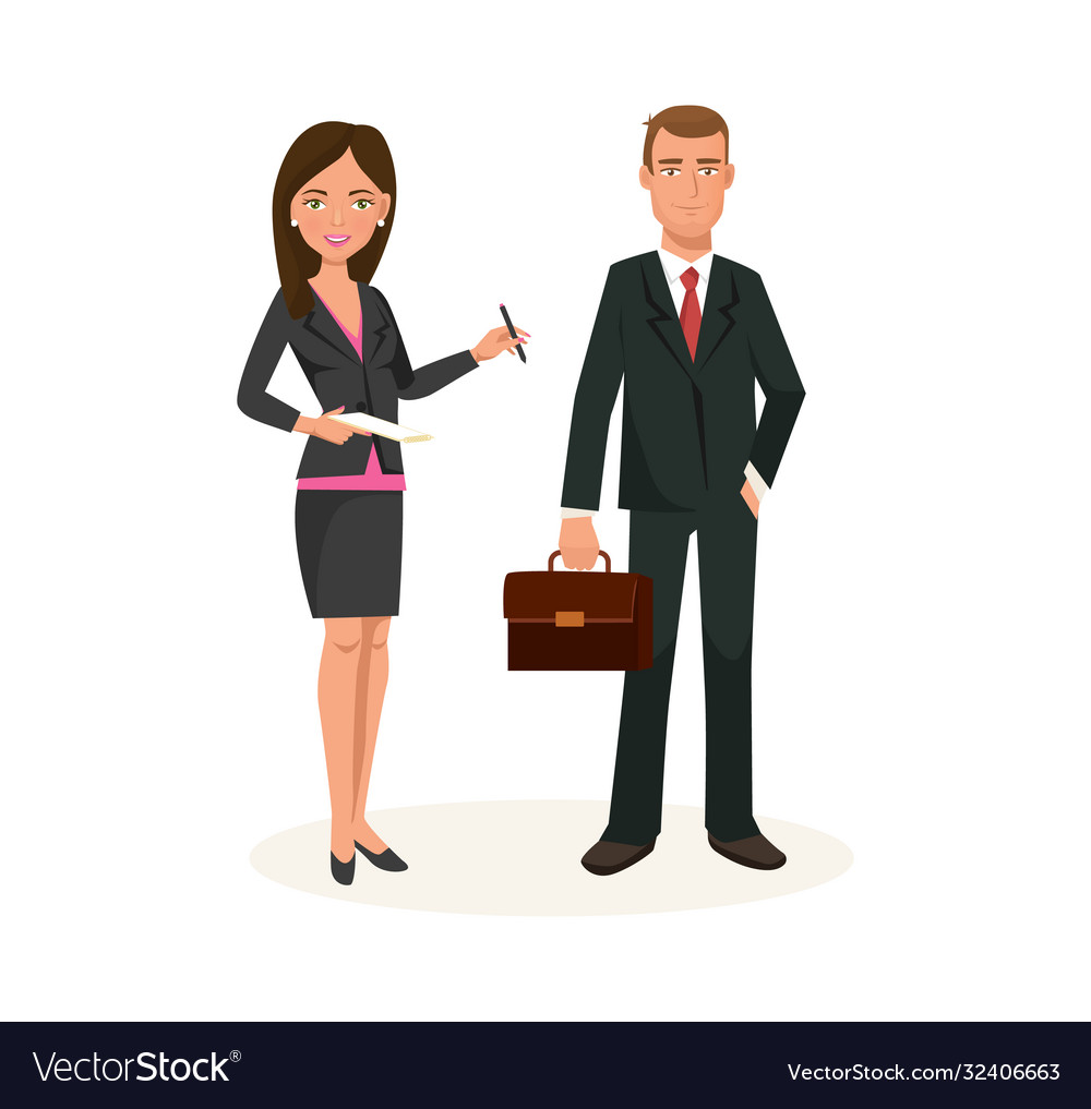 Office workers work with materials and projects vector image Office workers work with materials and projects