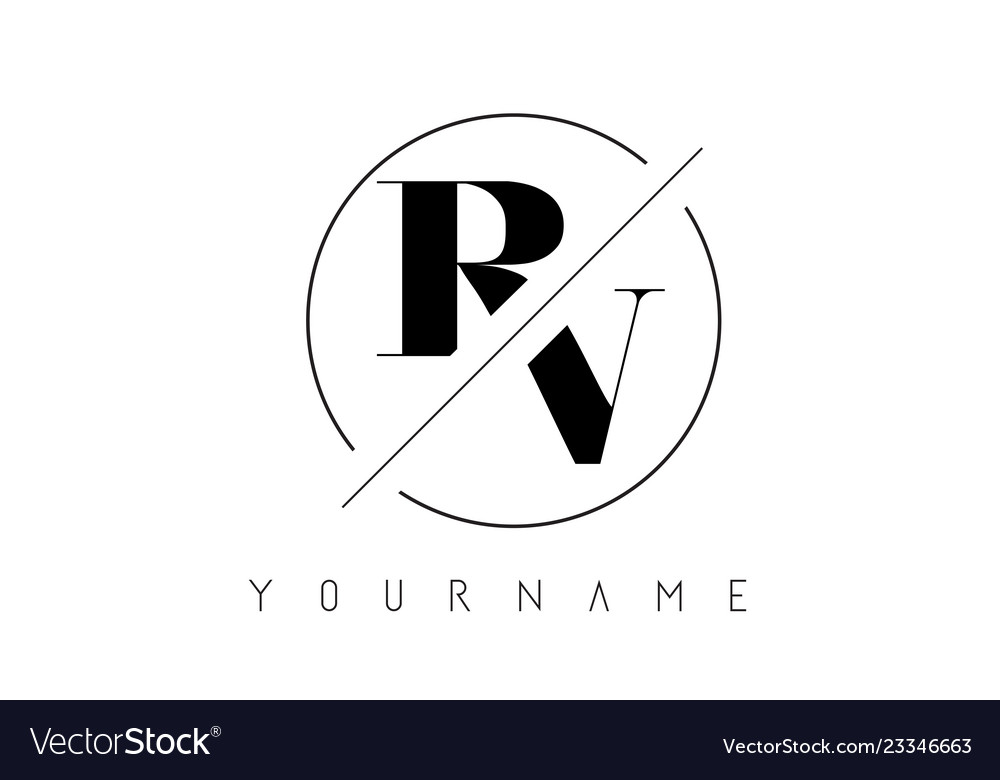 Rv letter logo with cutted and intersected design Vector Image