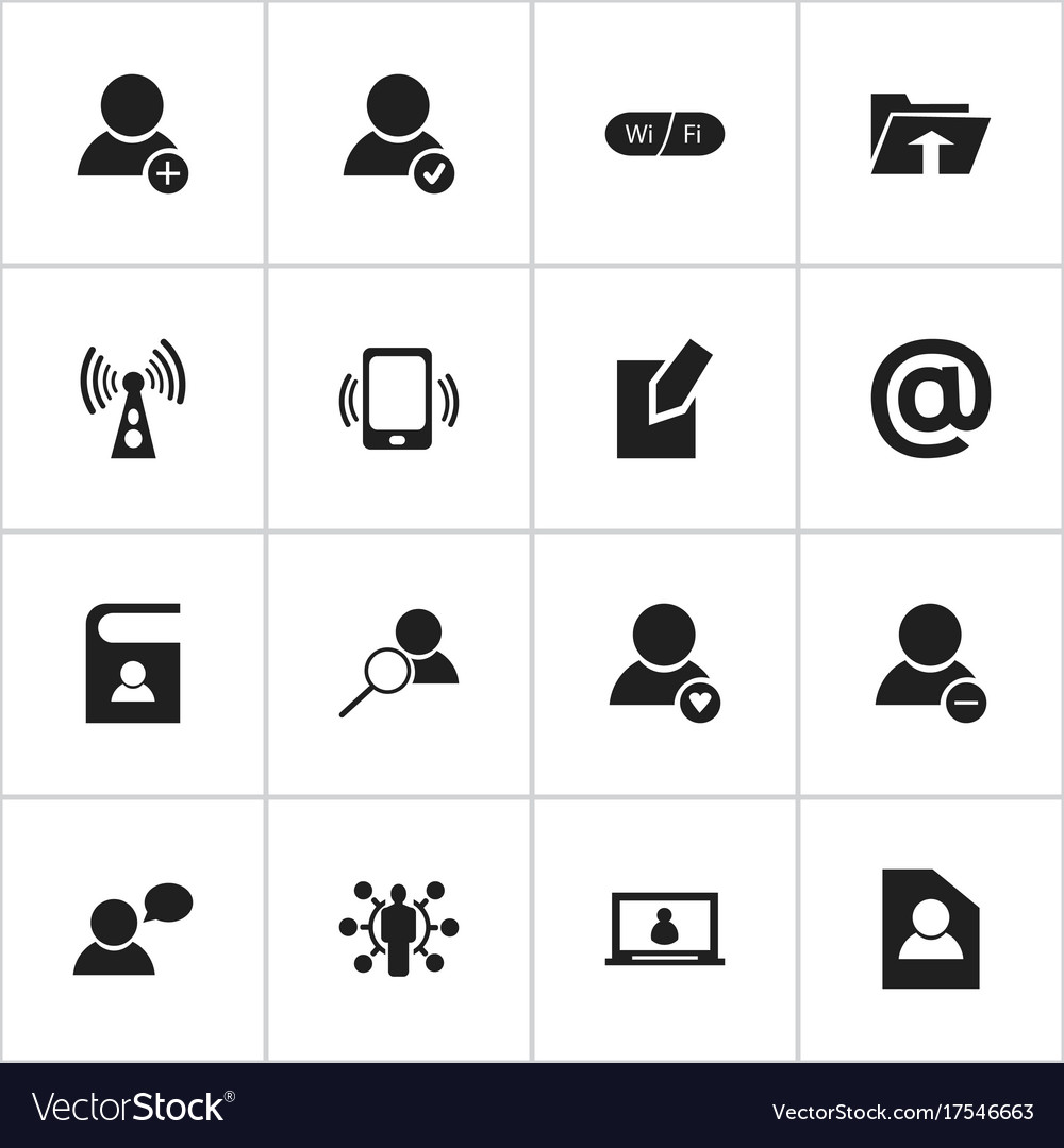 Set of 16 editable network icons includes symbols