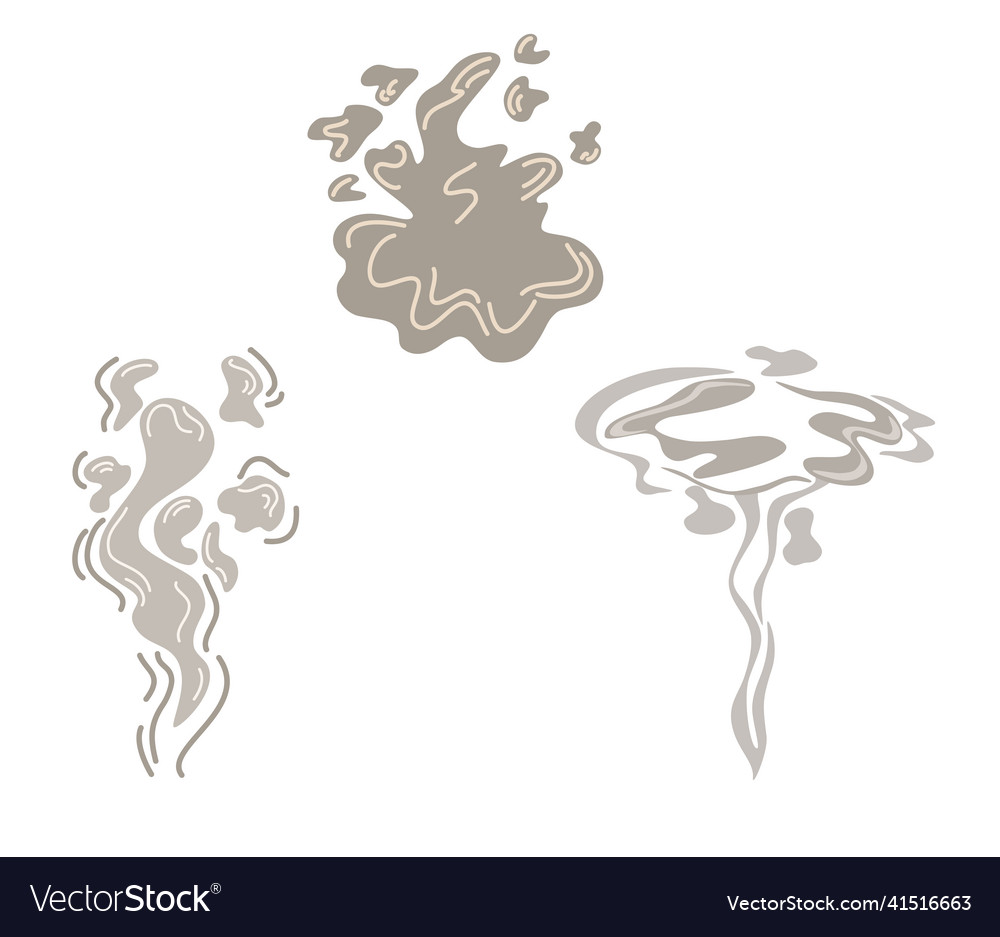Smoke set steam clouds puff fog water vapor Vector Image
