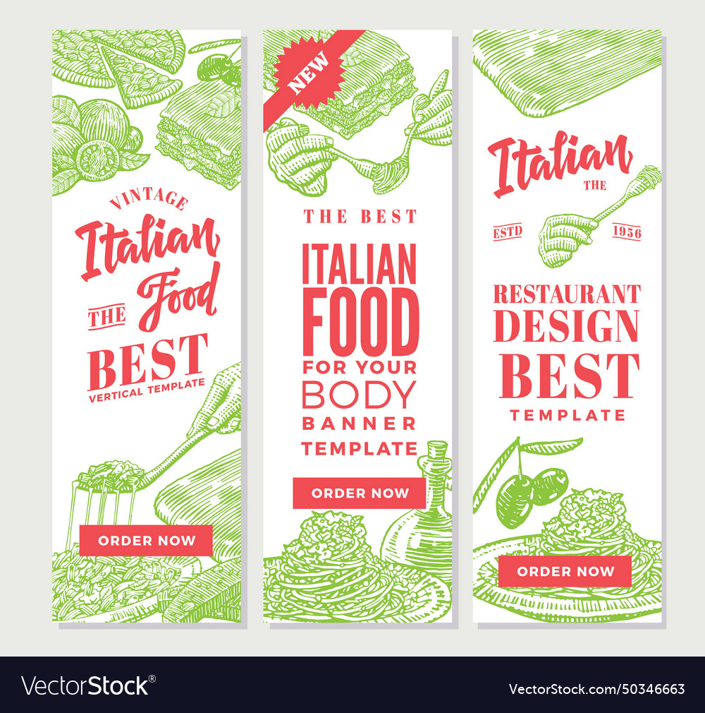 Vintage italian food vertical banners