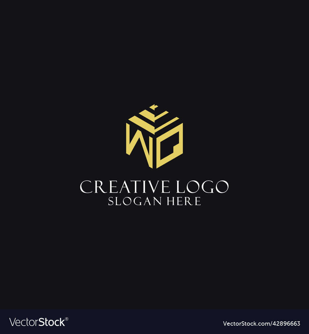 Wq initial monogram with hexagon shape logo