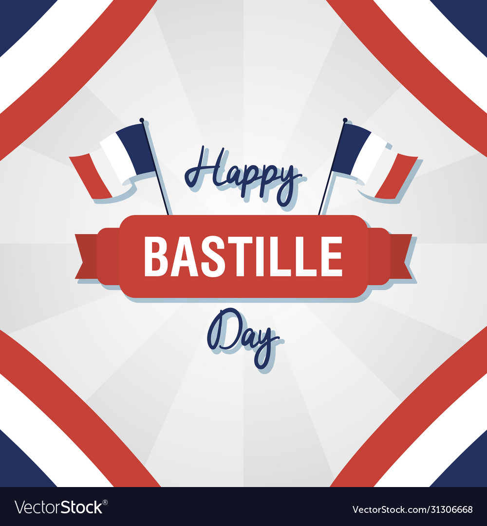 Bastille day celebration with france flags Vector Image