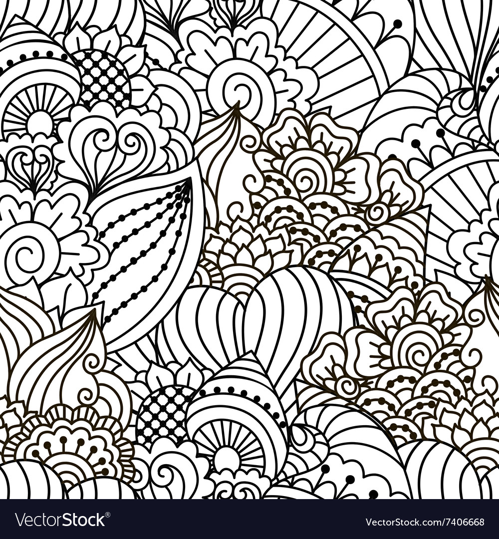 Black and White Floral Henna Pattern