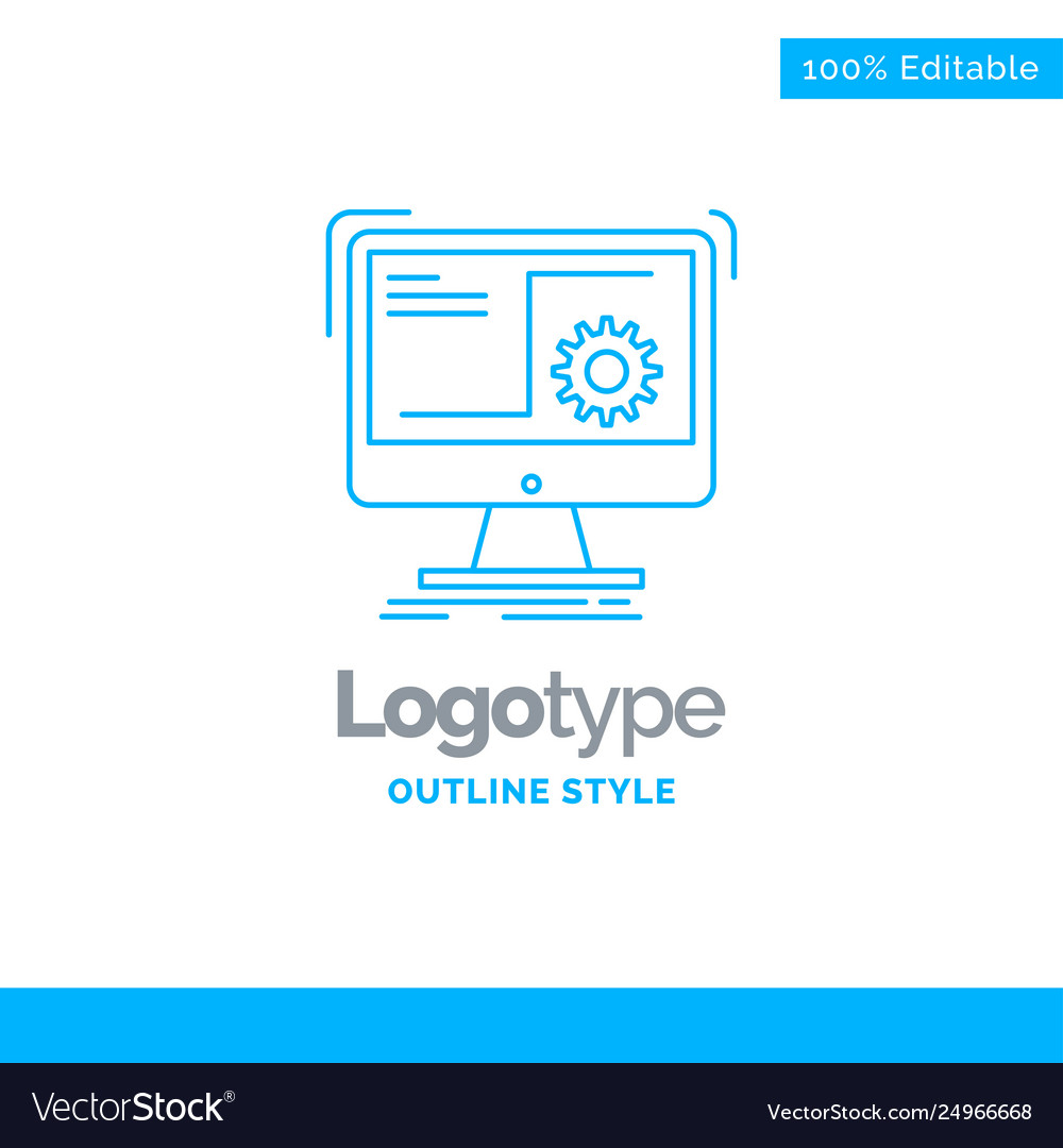 Blue logo design for command computer function vector image Blue logo design for command computer function