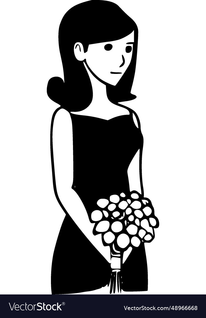 Bridesmaid - black and white isolated icon