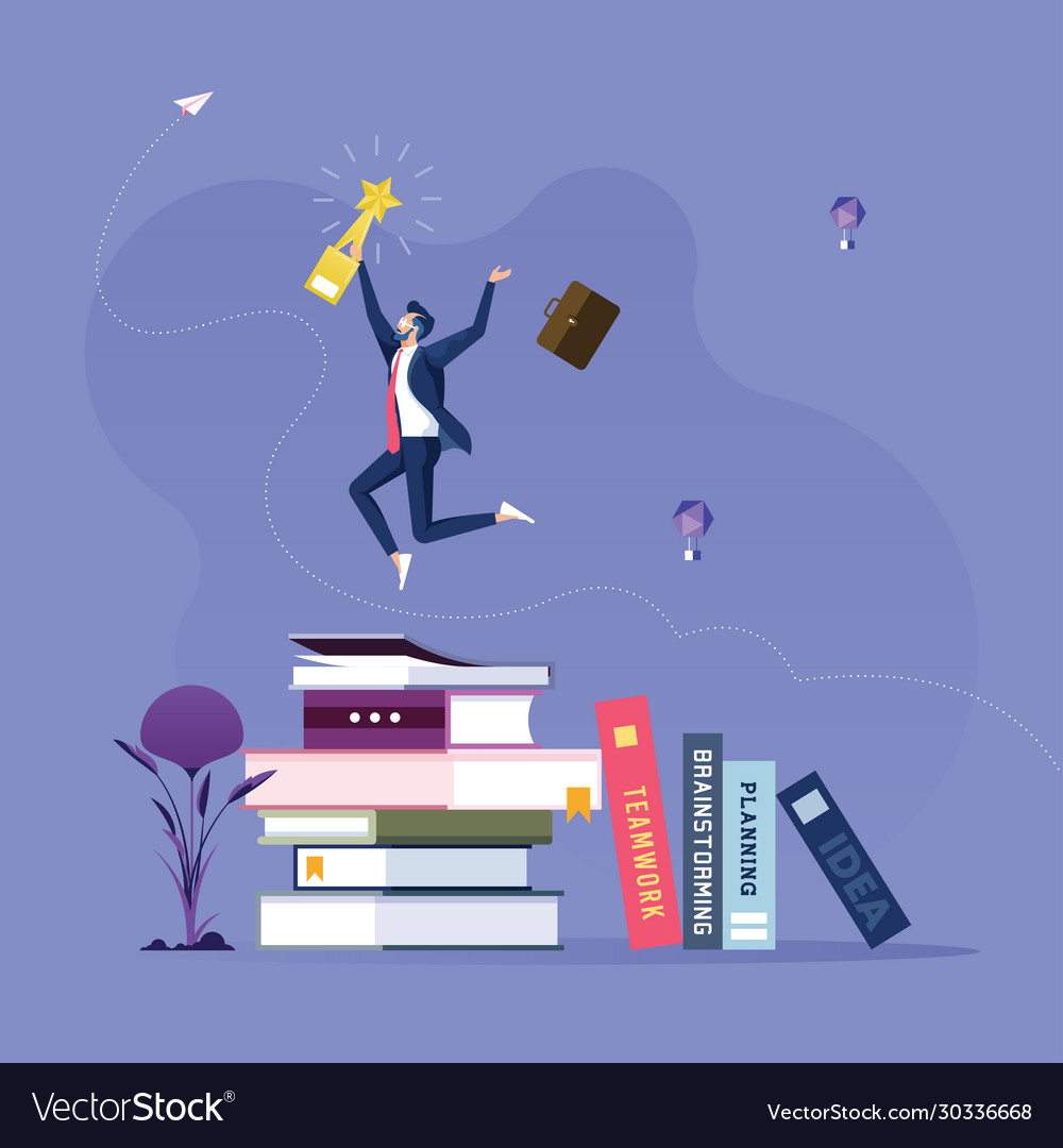 Businessman learning to success Royalty Free Vector Image