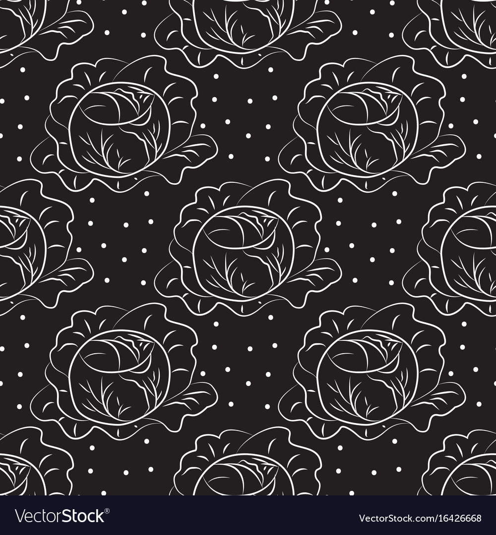 Cabbage pattern contour of white color on a dark