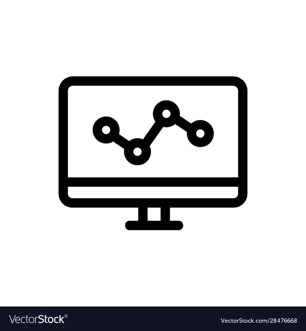 Graph on computer icon isolated vector image Graph on computer icon isolated