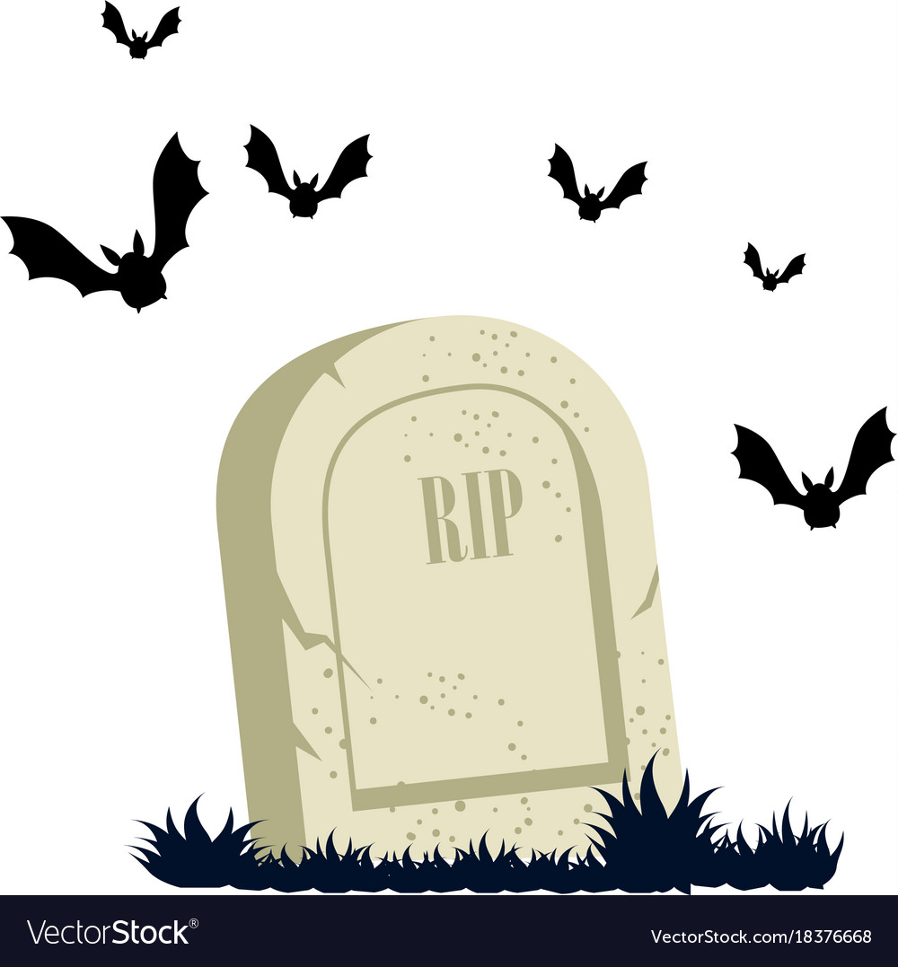 Grave of dead with vampires flying Royalty Free Vector Image