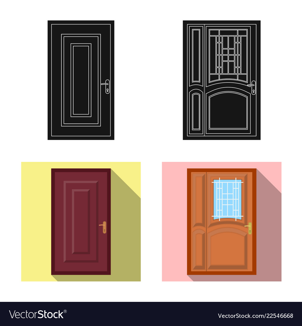Isolated object of door and front icon collection