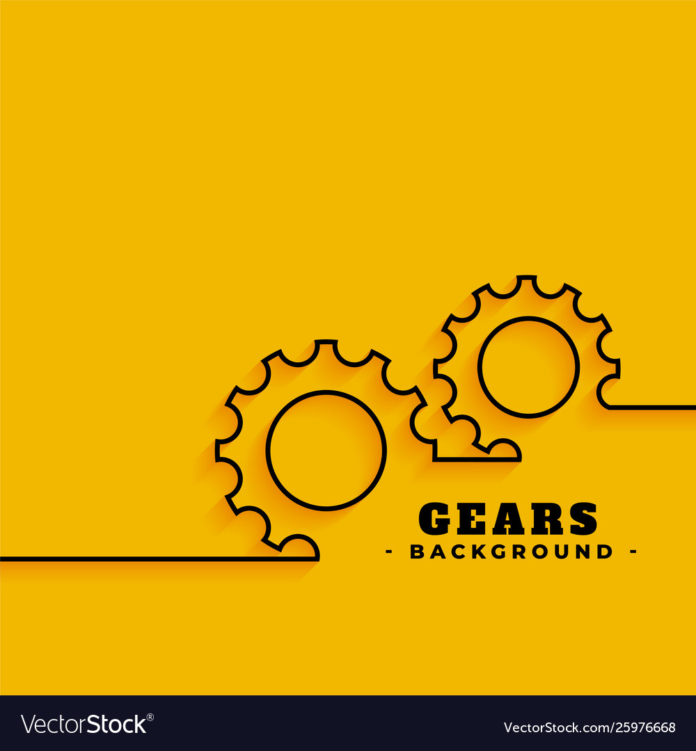 Line gears symbols on yellow background Royalty Free Vector