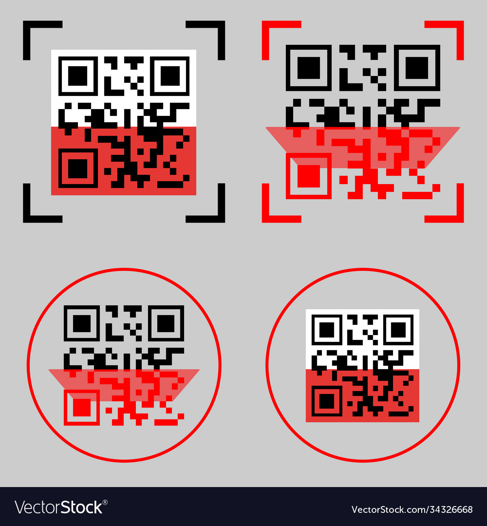 Qr code scan icons button application vector image Qr code scan icons button application