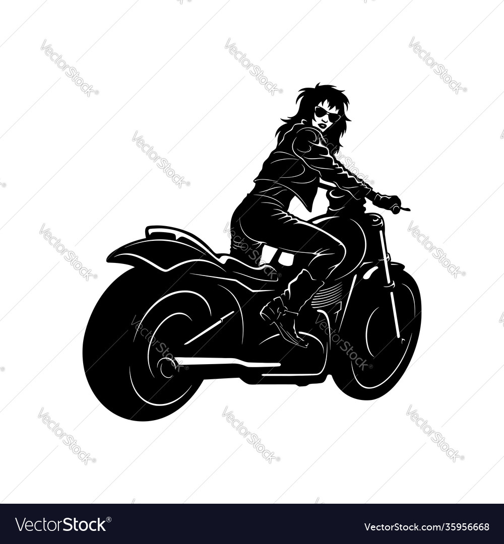 Sexy Biker Girl auf Vintage Motorrad