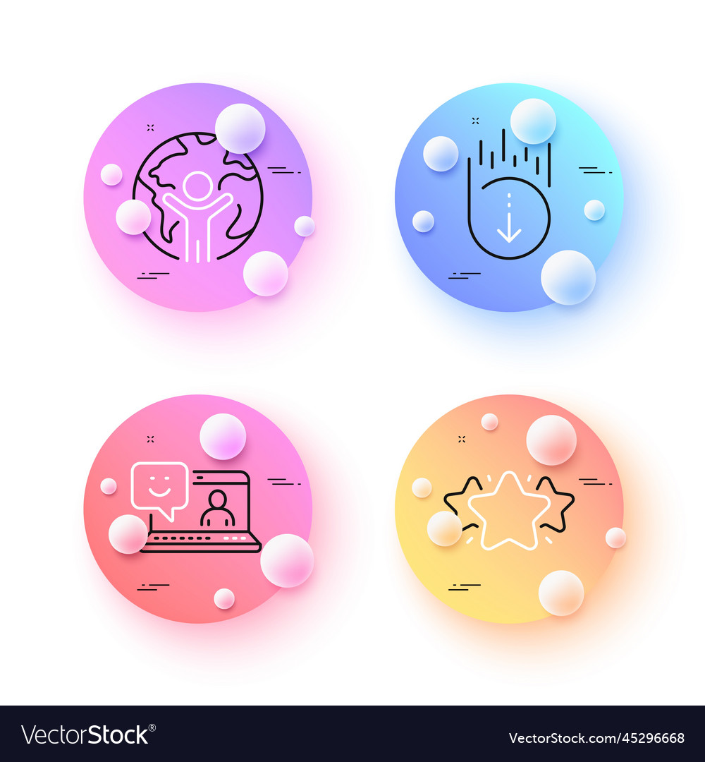Star scroll down and smile minimal line icons vector image Star scroll down and smile minimal line icons