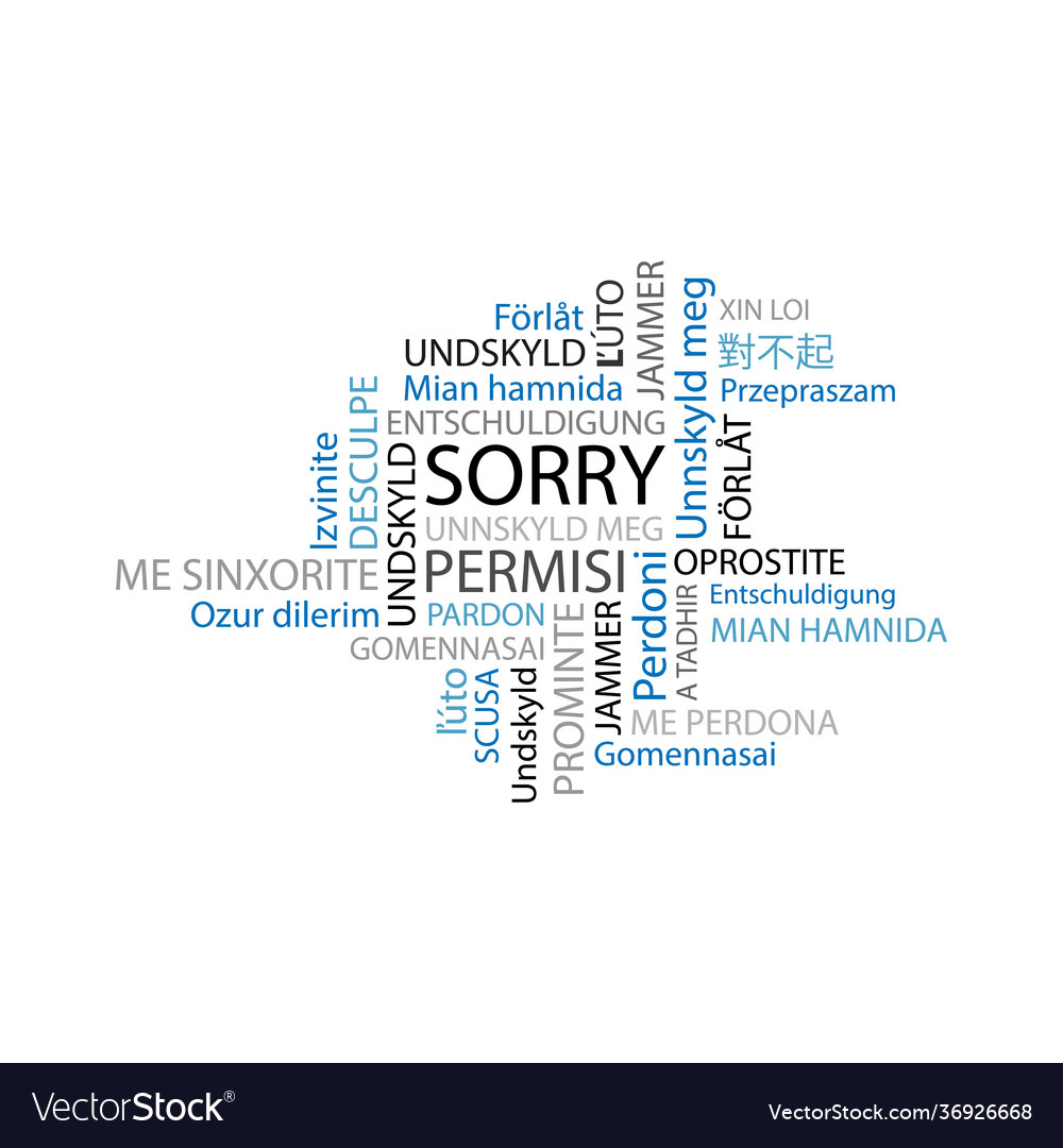 word-sorry-for-people-different-languages-vector-image