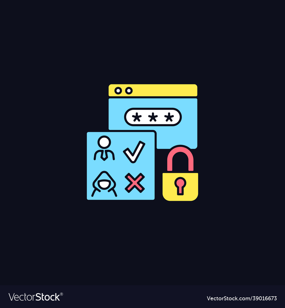 Access control rgb color icon for dark theme vector image Access control rgb color icon for dark theme