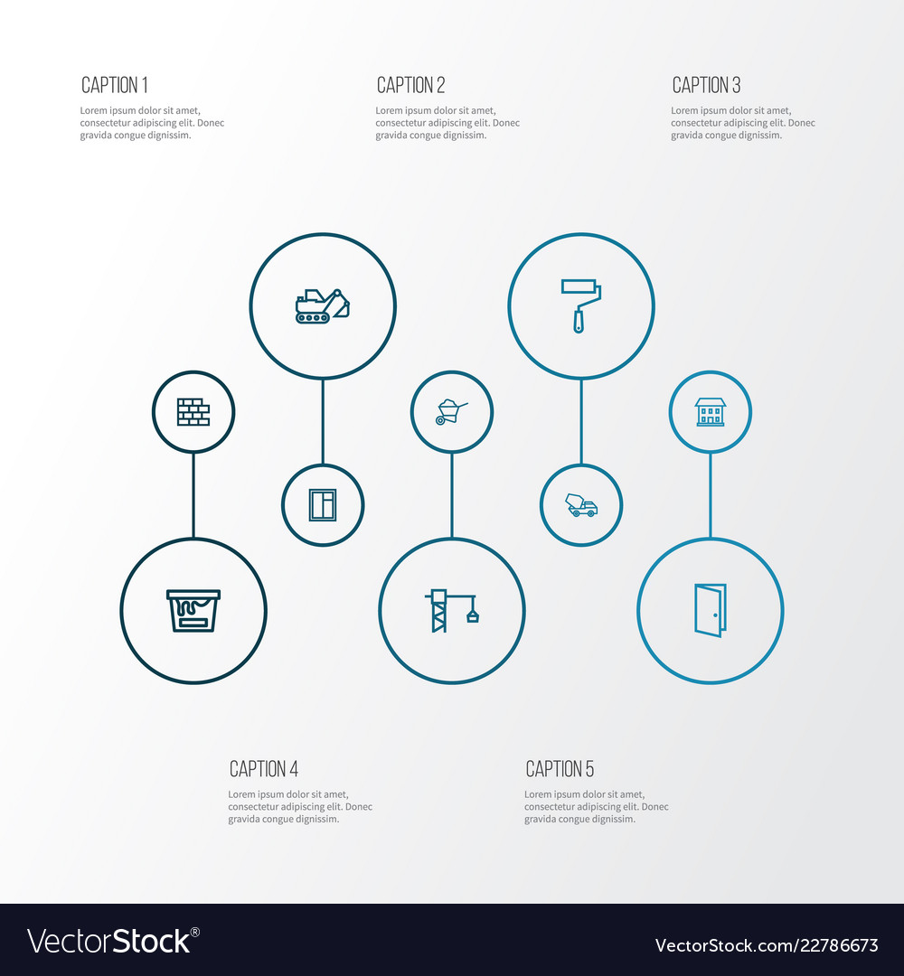 Architecture icons line style set with cement vector image Architecture icons line style set with cement