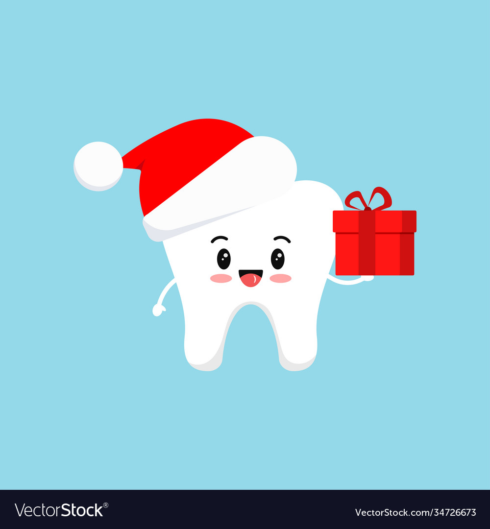 Christmas Tooth with Santa Hat & Gift