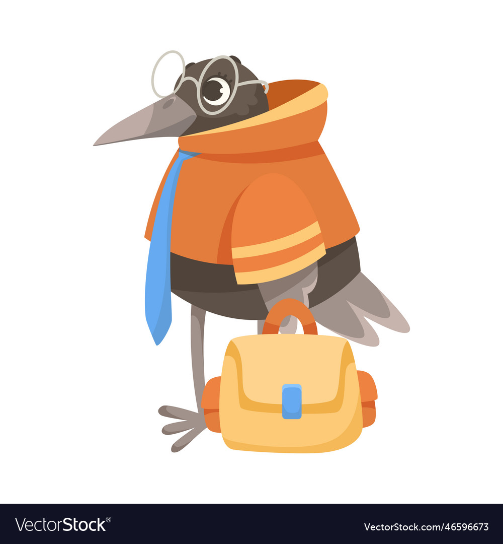 Crow student in glasses standing with backpack