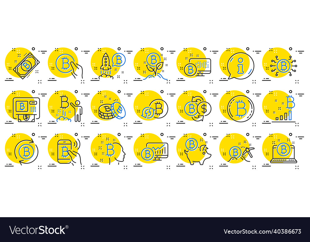 Cryptocurrency line icons set of blockchain Vector Image Cryptocurrency line icons set of blockchain