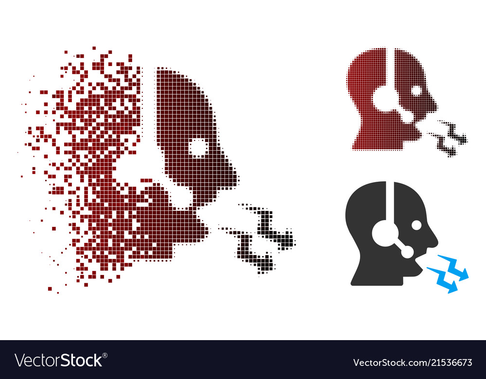Dust pixel halftone operator shout icon vector image Dust pixel halftone operator shout icon
