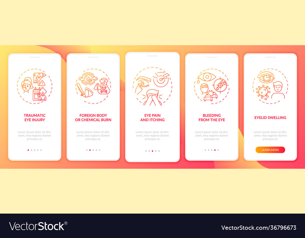 Emergency eye exam reasons onboarding mobile app