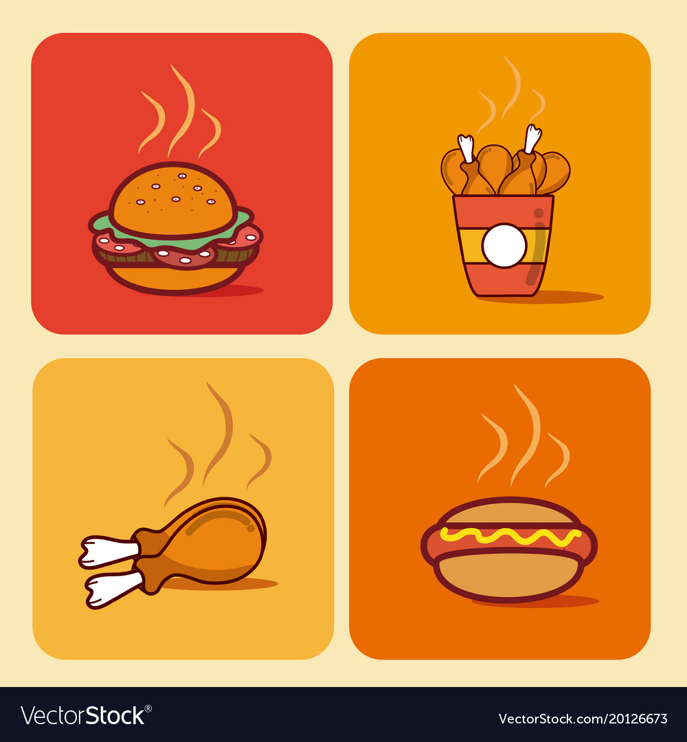 Fast food square icons