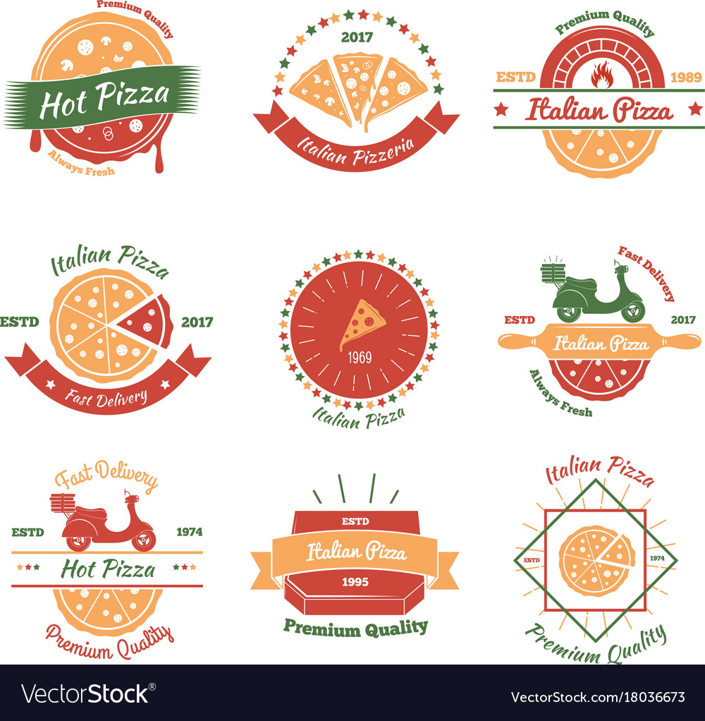 Italian pizza emblems set Royalty Free Vector Image