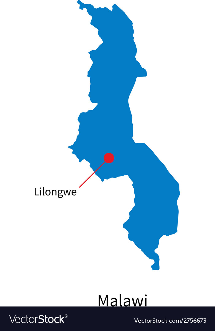 Malawi Map with Lilongwe Capital