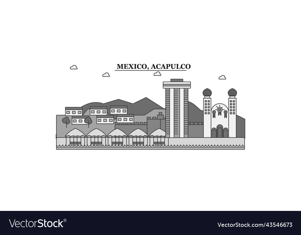 Mexico acapulco city skyline isolated