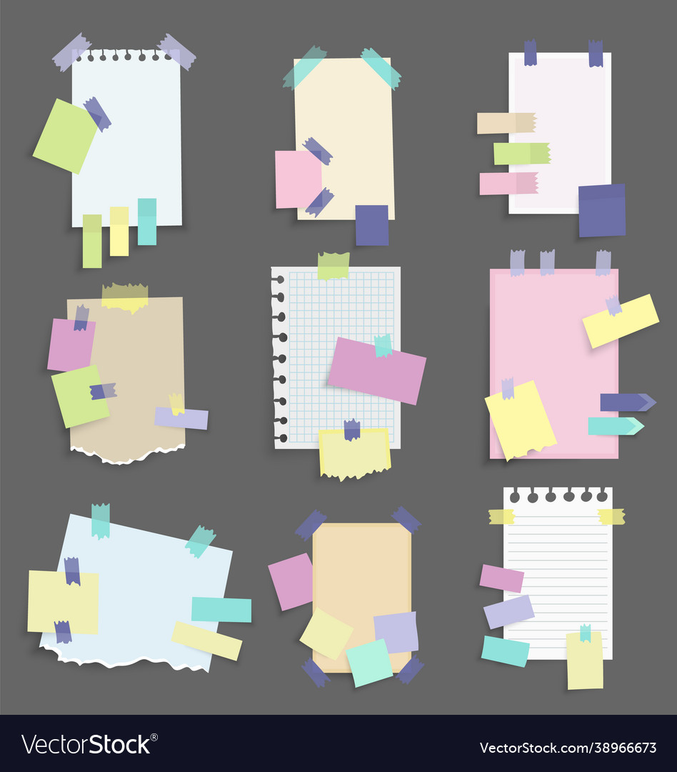 Paper notes stickers set different note