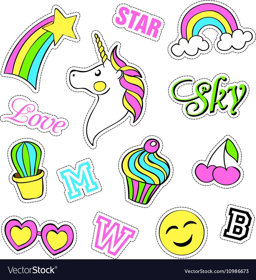 Pop art set with fashion patch badges Royalty Free Vector