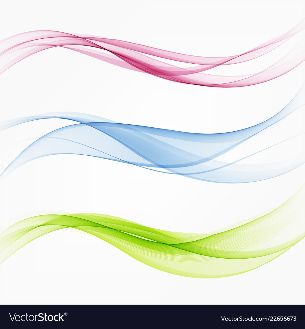 Set of abstract flow transparent color wave