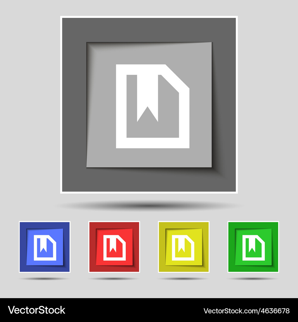Bookmark icon sign on the original five colored Vector Image