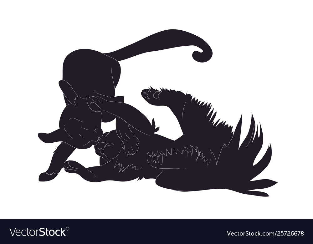 Cats that are fighting silhouette